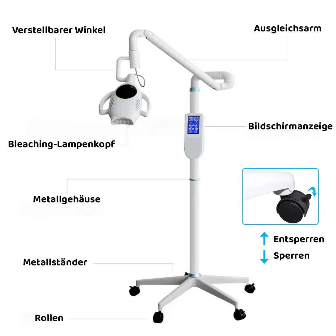 Zahnbleaching LED-Lampe – 60 Watt - Zahnaufhellung Lampe - Bleachinglampe - Teeth Whitening Lamp
